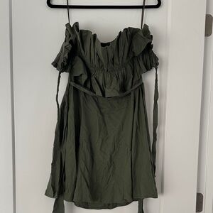 Off-Shoulder Strapless Olive Green Dress (M)